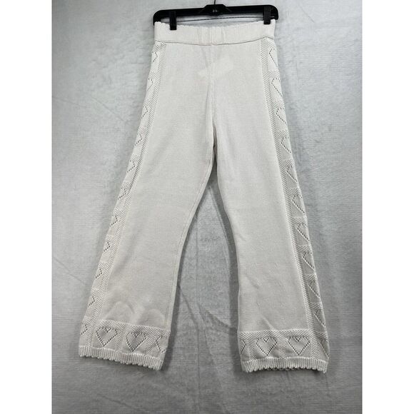Free People Love Shack Fancy Toro Pants Size Large True White Patch Pointelle - Picture 2 of 10